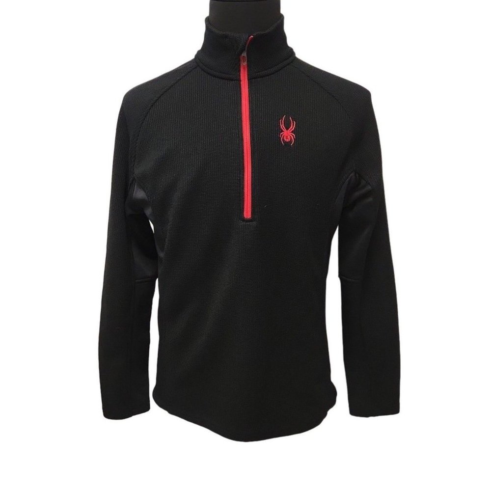 Spyder Mens Black Long Sleeve 1/4 Zip 100% Polyester Sweater Size Medium